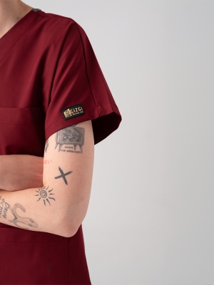 Burgundy Dr. Greys Doctor Nurse Medical Scrubs Set Best Lycra Fabric