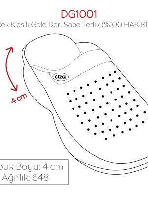 Gri Erkek Doktor Hemşire Medikal Gold Fit Hakiki Deri Sabo Terlik