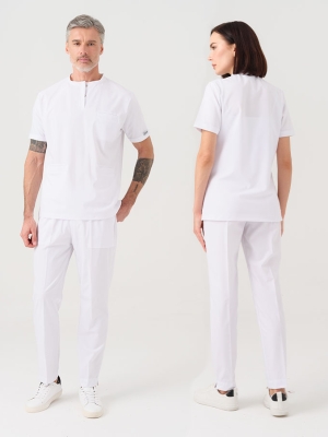 White Cool Doctor Nurse Medical Scrubs Set Best Lycra Fabric