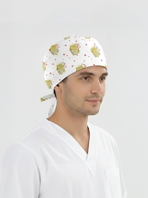 Aşk Kurbağası Desenli Bone (Cotton Likra Kumaş)