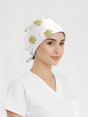 Aşk Kurbağası Desenli Bone (Cotton Likra Kumaş)