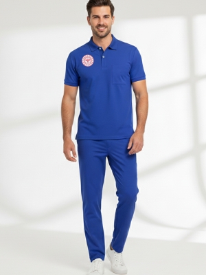 Temizlik Personeli Forması Alt Üst Scrubs Takım (Sağlık Bakanlığı 2025 Standartlarıyla Uyumlu)-Dazzling Blue