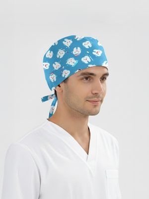 Fırçalı Dişler Desenli Bone (Cotton Likra Kumaş)