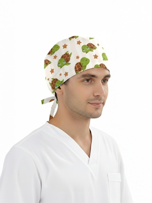 Kaplumbağa Rüyası Desenli Bone (Cotton Likra Kumaş)