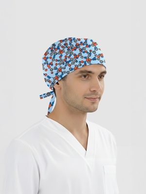 Molekül Ağı Desenli Bone (Cotton Likra Kumaş)