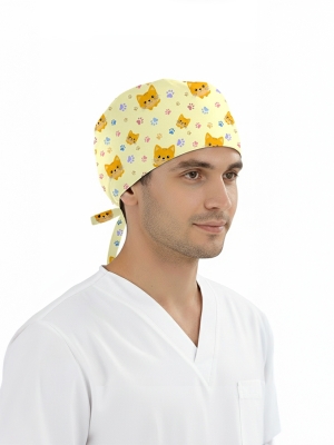 Minnoş Kedi Desenli Bone (Cotton Likra Kumaş)