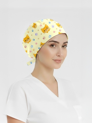 Minnoş Kedi Desenli Bone (Cotton Likra Kumaş)