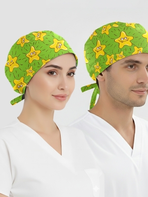 Neşeli Yıldızlar Desenli Bone (Cotton Likra Kumaş)