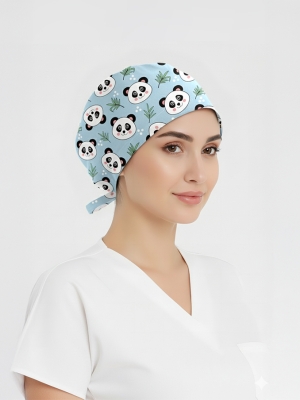 Tatlı Panda Desenli Bone (Cotton Likra Kumaş)