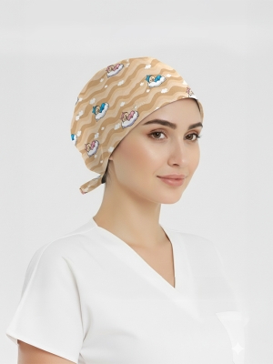 Uykucu Minikler Desenli Bone (Cotton Likra Kumaş)