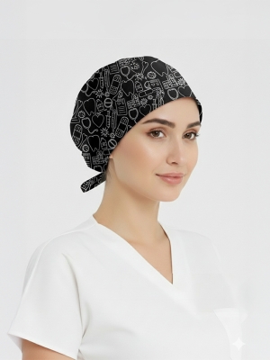 Yaşam Çizgisi Desenli Bone (Cotton Likra Kumaş)