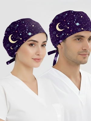 Yıldız Yağmuru Desenli Bone (Cotton Likra Kumaş)