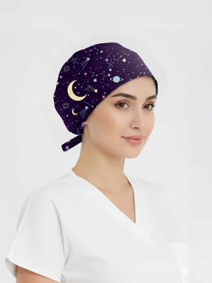 Yıldız Yağmuru Desenli Bone (Cotton Likra Kumaş)