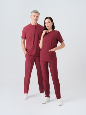 Burgundy Cool Doctor Nurse Medical Scrubs Set Best Lycra Fabric