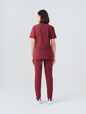 Burgundy Cool Doctor Nurse Medical Scrubs Set Best Lycra Fabric
