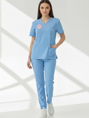 Doktor Ve Hekim Forması Scrubs Likralı Takım Sağlık Bakanlığı Uyumlu-Alaskan Blue