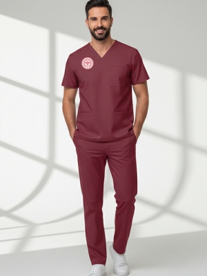 Lisans-Lisansüstü Sağlık Forması Scrubs Likralı Takım Sağlık Bakanlığı Uyumlu-Biking Red