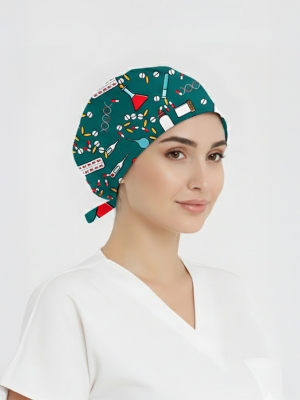 İlaç Kutusu Desenli Bone (Cotton Likra Kumaş)