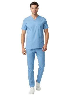 Alaskan Blue Dr. Greys Doktor Hemşire Medikal Scrubs Takım Lüks Likralı Kumaş