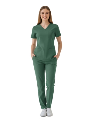 Frosty Spruce Dr. Greys Doktor Hemşire Medikal Scrubs Takım Lüks Likralı Kumaş