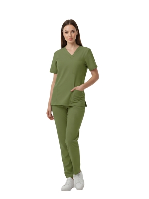 Grasshopper Dr. Greys Doktor Hemşire Medikal Scrubs Takım Lüks Likralı Kumaş