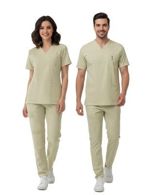 Moth Dr. Greys Doktor Hemşire Medikal Scrubs Takım Lüks Likralı Kumaş