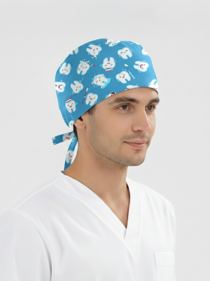 Fırçalı Dişler Desenli Bone (Cotton Likra Kumaş)