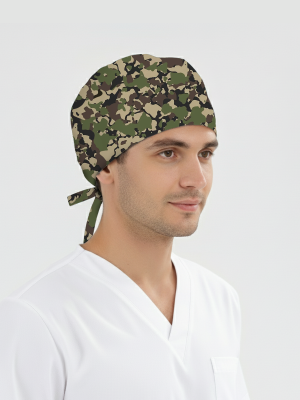Forest Camouflage Patterned Scrub Cap (Cotton Lycra Fabric)