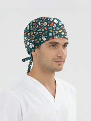 Medical World Patterned Cap (Cotton Lycra Fabric)