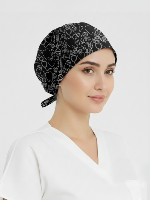 Yaşam Çizgisi Desenli Bone (Cotton Likra Kumaş)