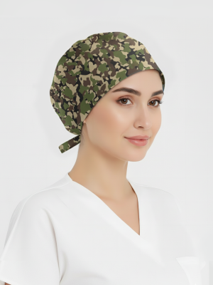 Forest Camouflage Patterned Scrub Cap (Cotton Lycra Fabric)