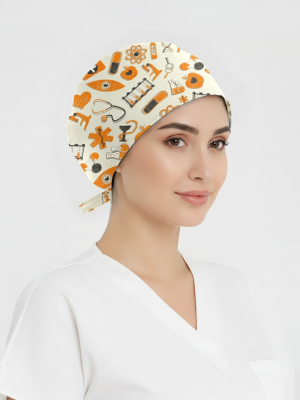 Atomik Desenli Bone (Cotton Likra Kumaş)