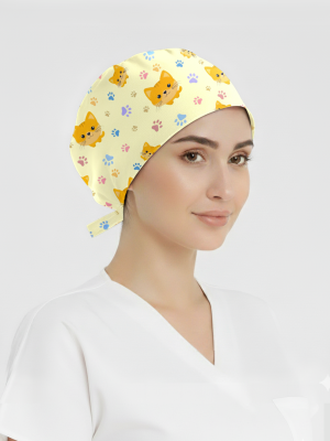 Cute Cat Patterned Cap (Cotton Lycra Fabric)