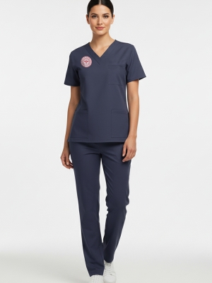 Hemşire Forması Scrubs Likralı Takım Sağlık Bakanlığı Uyumlu-Patriot Blue