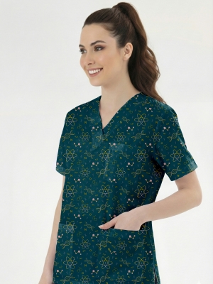 Kimya Sanatı Desenli Tek Üst (Cotton Likra Kumaş)