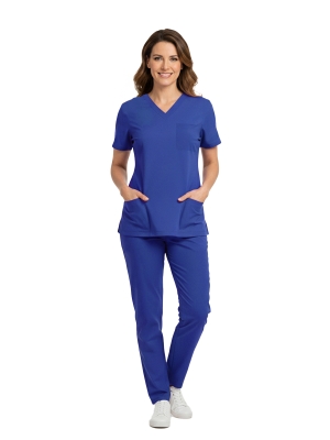 Dazzling Blue Dr. Greys Doktor Hemşire Medikal Scrubs Takım Lüks Likralı Kumaş