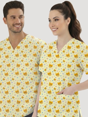 Minnoş Kedi Desenli Tek Üst (Cotton Likra Kumaş)