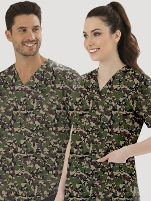 Orman Kamuflajı Desenli Tek Üst (Cotton Likra Kumaş)