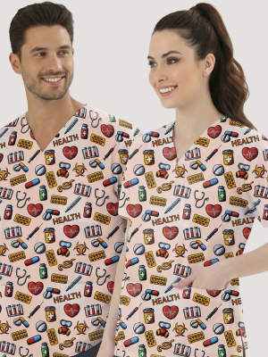 Sağlık Kutusu Desenli Tek Üst (Cotton Likra Kumaş)