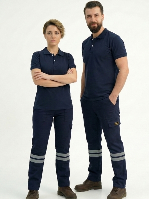 Lacivert Polo Yaka Kısa Kol İş Tişörtü Penye Lacoste Kumaş