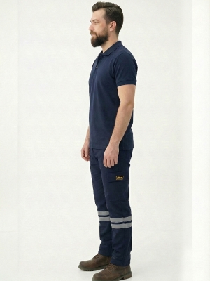 Lacivert Polo Yaka Kısa Kol İş Tişörtü Penye Lacoste Kumaş