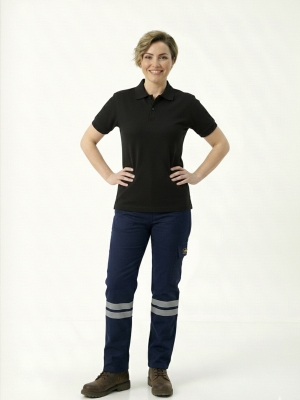 Siyah Polo Yaka Kısa Kol İş Tişörtü Penye Lacoste Kumaş