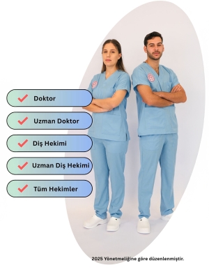 Doktor Ve Hekim Forması Scrubs Likralı Takım Sağlık Bakanlığı Uyumlu-Alaskan Blue