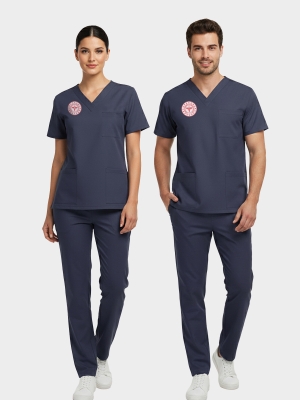 Hemşire Forması Scrubs Likralı Takım Sağlık Bakanlığı Uyumlu-Patriot Blue