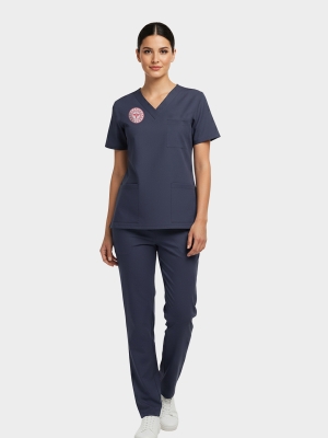 Hemşire Forması Scrubs Likralı Takım Sağlık Bakanlığı Uyumlu-Patriot Blue
