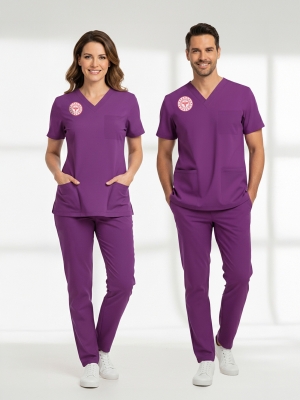 Hebammen Scrubs – Elastisches Set, Offizieller Standard 2025, Byzantium