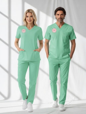 Aile Sağlığı Forması Scrubs Likralı Takım Sağlık Bakanlığı Uyumlu-Bermuda
