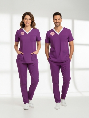 Leitende Hebamme Scrubs – Elastisches Set, Offizieller Standard 2025, Byzantium