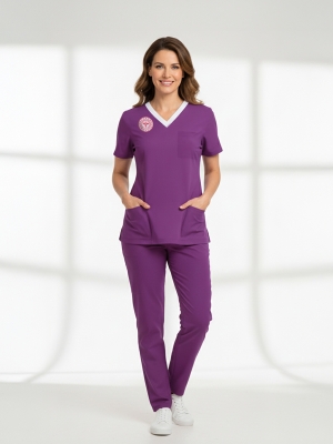 Leitende Hebamme Scrubs – Elastisches Set, Offizieller Standard 2025, Byzantium