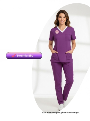 Leitende Hebamme Scrubs – Elastisches Set, Offizieller Standard 2025, Byzantium